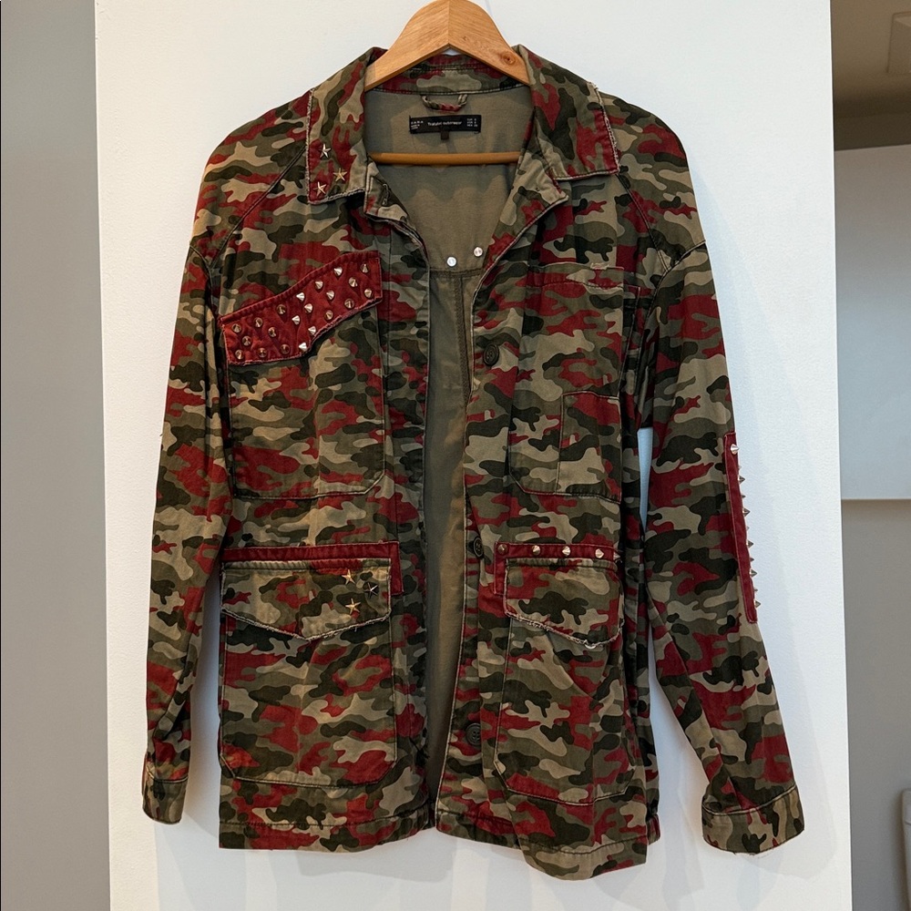 Zara Camouflage Jacket with Studded Accents